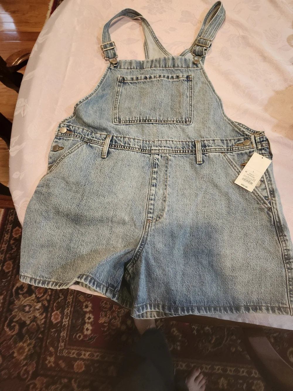 PARKE X TARGET LARGE Light Blue Denim Short Overalls - Women's Jeans - Picture 2 of 5